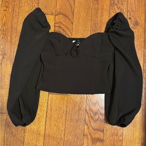 Wilfred Black Puff-Sleeve Novella Blouse